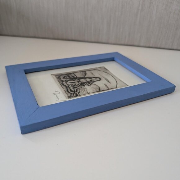 4/$10 Intaglio Print Framed Handcrafted Artwork Signed Reading Her Book of Hours - Picture 6 of 10